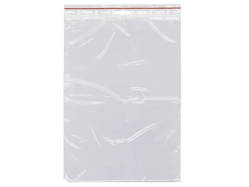 Lynlåspose, Grippie, 50 µm, 230 x 320 mm LD-PE, Transparent, Uden tryk lynlåslukning, pakke a 1000 s