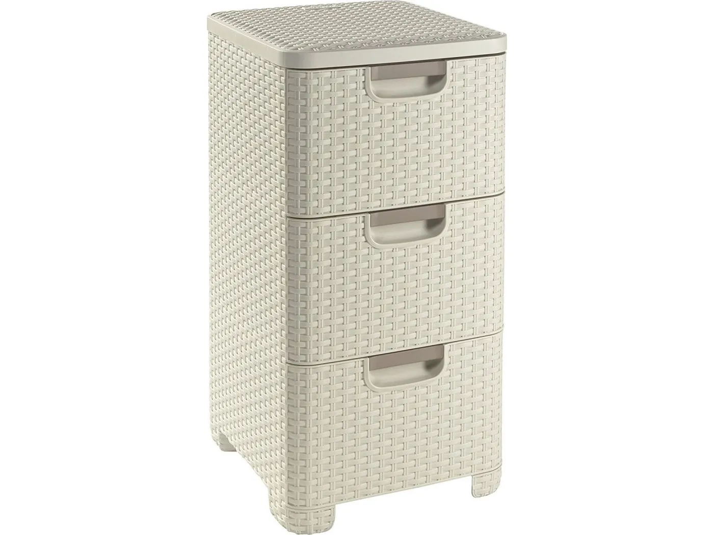 CURVER BOKROEDE MED 3 SKUFFER 3x14L /Creme