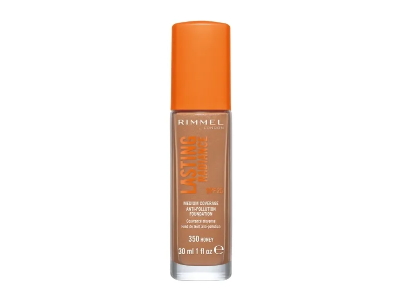 Rimmel Lasting Radiance Foundation, Pumpe flaske, Væske, Honey, Nøytral, Alle hudtyper, Fuktighetsgivende, Utjevning