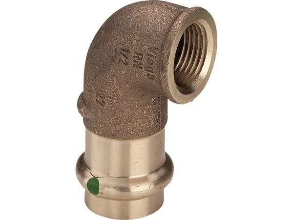 VIEGA Sanpress vinkel 1x22mm 90 grader af rødgods, SC-Contur muffe/muffe