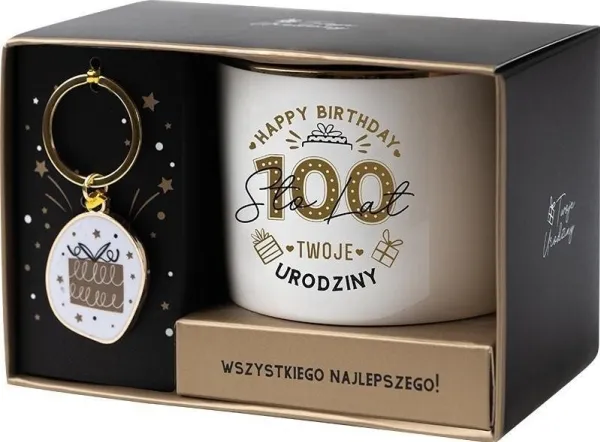 Gavesett til bursdag 100 Years hvit og gull