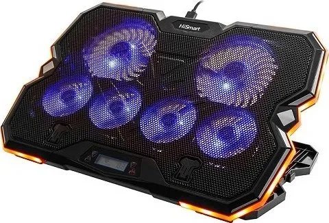 Hismart bærbar kjøleplate med 6 RGB-vifter - 5 posisjoner