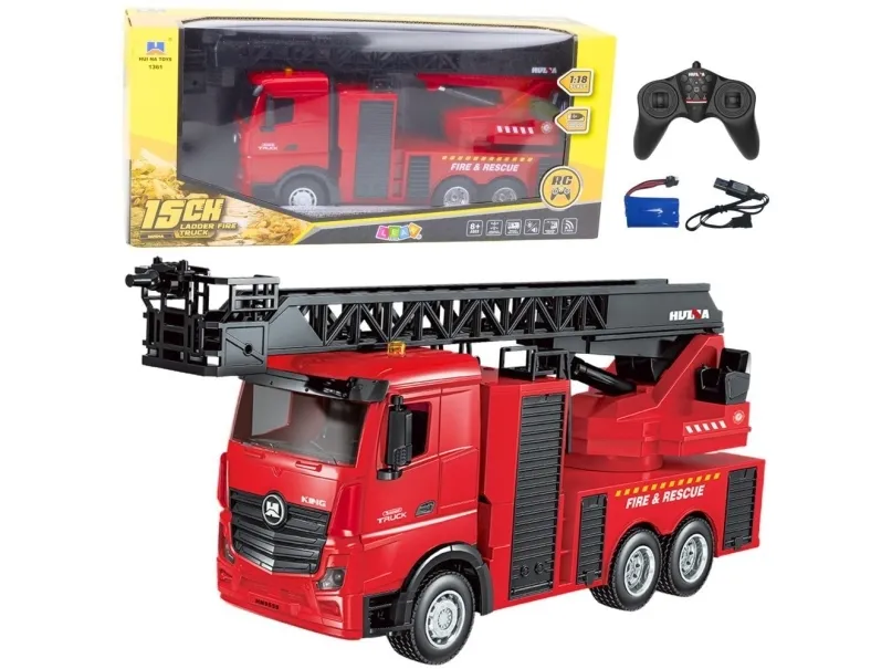 Huina fjernstyrt brannbil med stige HUI NA TOYS 15CH 1:18