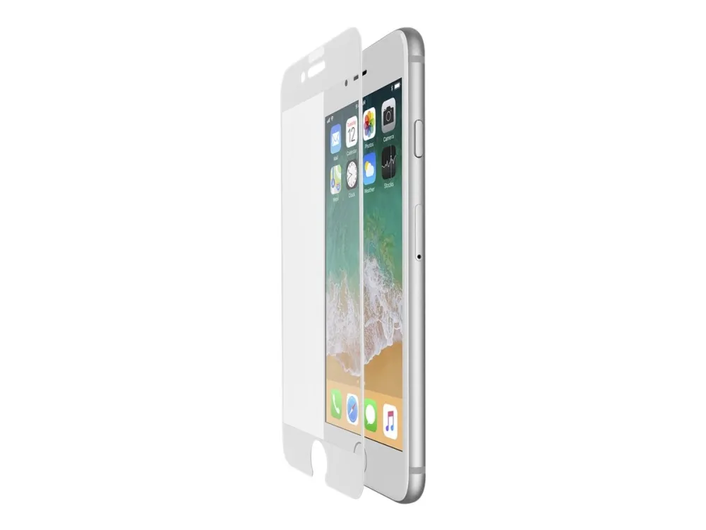Belkin ScreenForce TemperedCurve - Skjermbeskyttelse for mobiltelefon - glass - 5.5 - rammefarge hvit - for Apple iPhone 7, 8