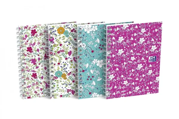 Oxford Oxford Floral notatbok, 2 spiraler, A6, 50 ark, 90g, k5x5