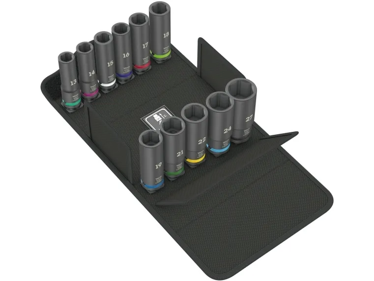 Wera 05004841001, Kraftpipesett, Sort, 11 hoder, 1/2, Metrisk, 13,14,15,16,17,18,19,21,22,24,27 mm