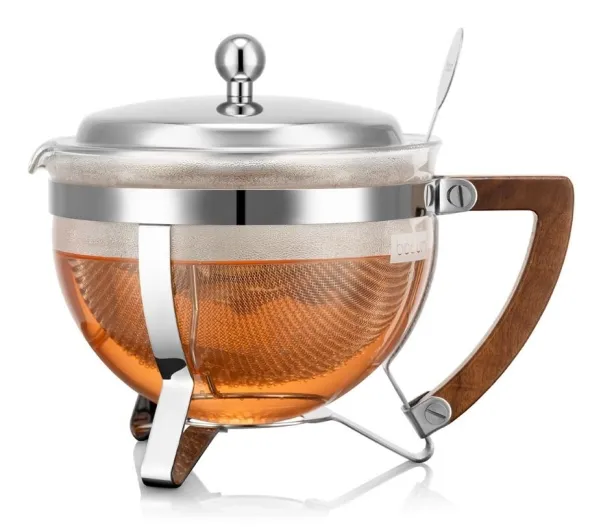 Bodum 12376-16-107, Enkel tekanne, 1000 ml, Kromfarget, Gjennomsiktig, Borosilikatglass, Plast, Rustfritt stål, Bryggefilter, Plast