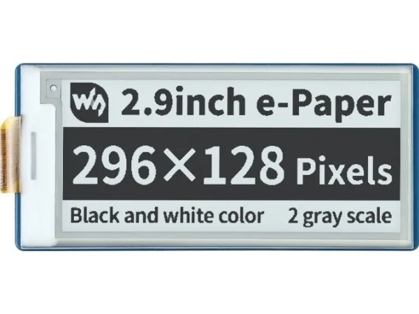 E-paper E-Ink 2,9 296x128px SPI svart/hvit for Raspberry Pi Pico Waveshare 19408