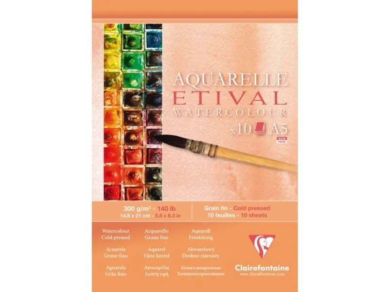 Clairefontaine 96301C, Kunstpapirblokk, 300 g/m², 10 ark