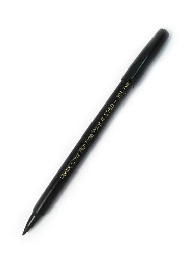 Fiberpen Pentel S360 fine sort - (æske á 12 stk.)