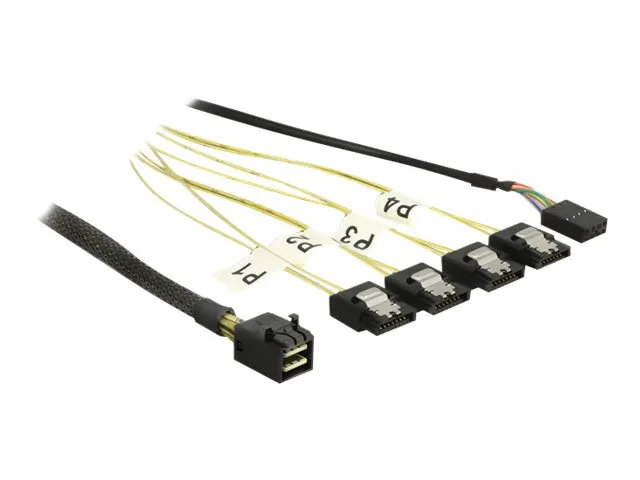 Delock - SATA/SAS-kabel - SAS 6Gbit/s - 4 x Mini SAS HD (SFF-8643) til SATA, sidebånd - 50 cm