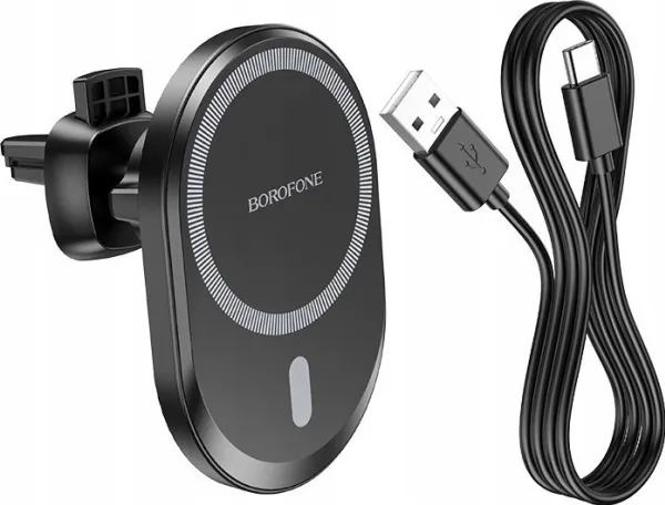 BILLADER Borofone Ladetajs-turetajs auto BH201 MagSafe 15W svart