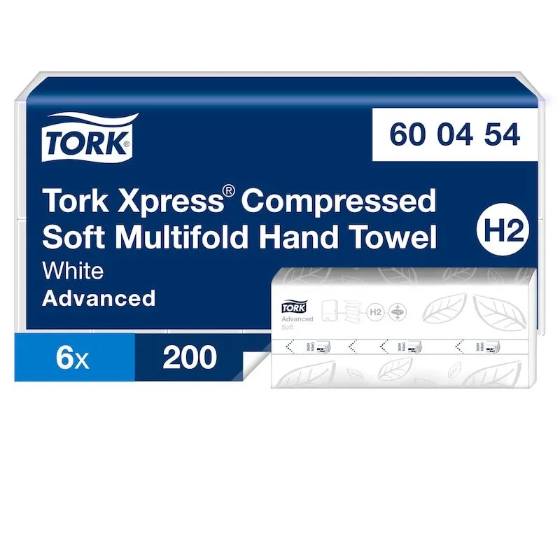 Tork Xpress® H2 Soft Multifold Komprimerte Håndtørk, Hvite - (6 pakker x 200 ark/kartong)