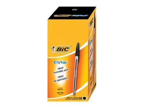 BIC Cristal - Kulepenn - svart - 1 mm - medium (en pakke 50)