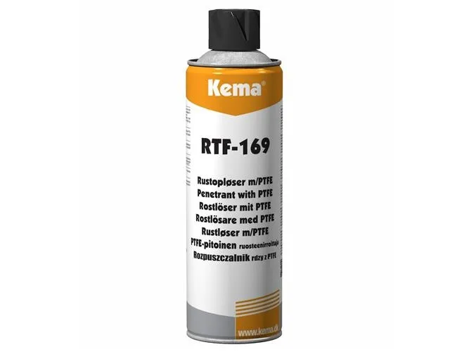 KEMA Rustopløser RTF-169 500ml spray m/PTFE, til værktøj og maskinel,  kompressorer og køleanlæg.  Endvidere velegnet til låse