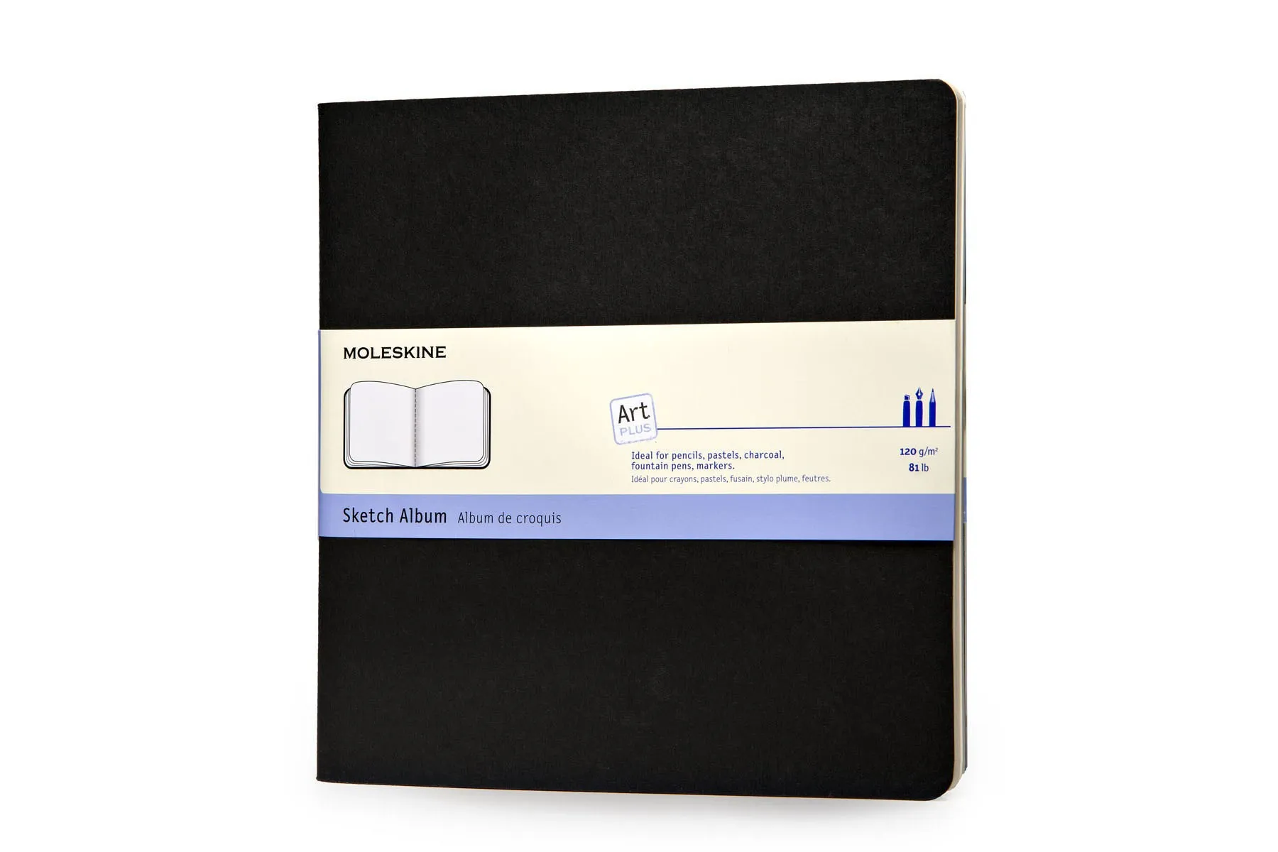 Moleskine Art, monokromatisk, svart, 88 ark, 120 g/m², mykt omslag, Universal