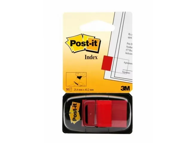 Post-It 680-1, Rød, 25,4 mm, 43,2 mm, 50 ark