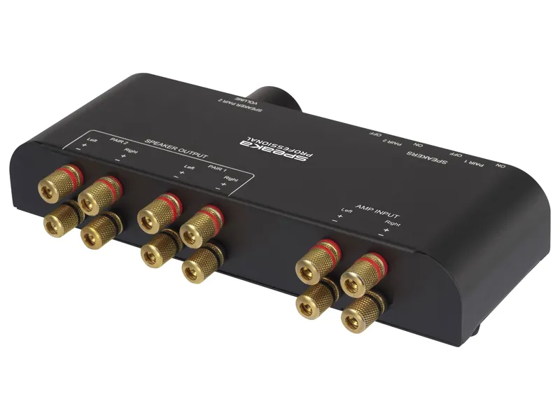 SpeaKa Professional 2-ports høyttalervelger med innebygd volumregulator svart (SP-6518220)