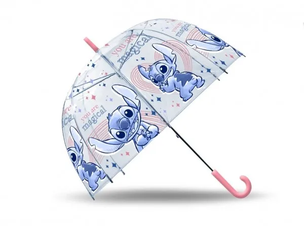 Gjennomsiktig automatisk paraply 48cm polyester Stitch D07153MC Kids Euroswan