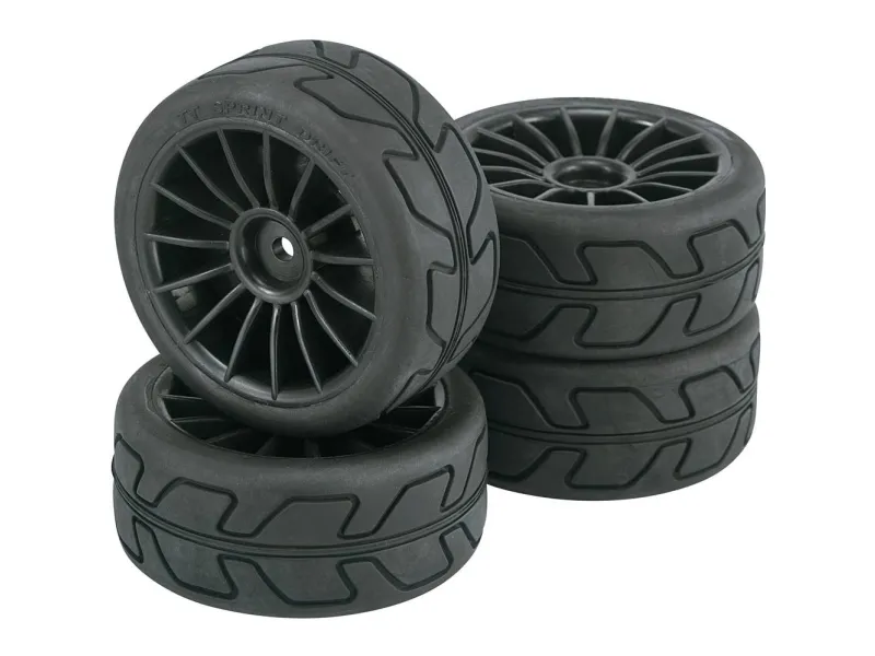Reely 1:10 gate-modell komplett hjul Speed 15-eikers svart, 4 stk. (RE-6571848)