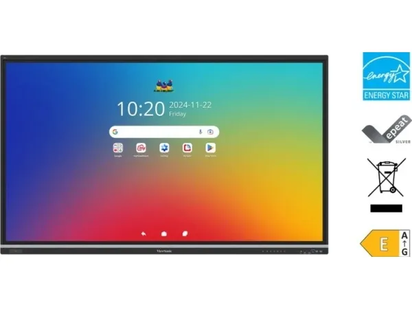 Viewsonic IFP7551 Display, 190,5 cm (75), 1428,48 x 803,52 mm, 500 cd/m², 1,07 milliarder farger, 3840 x 2160 piksler, TFT-LCD