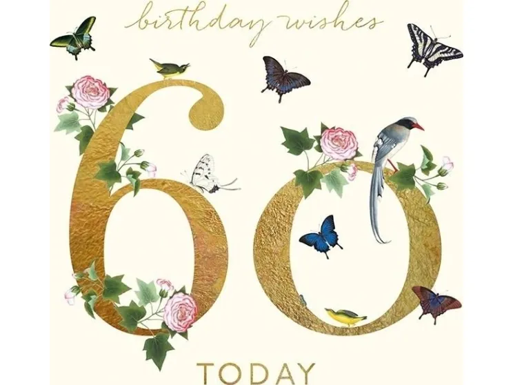 Kvadratisk kort med konvolutt Birthday 60