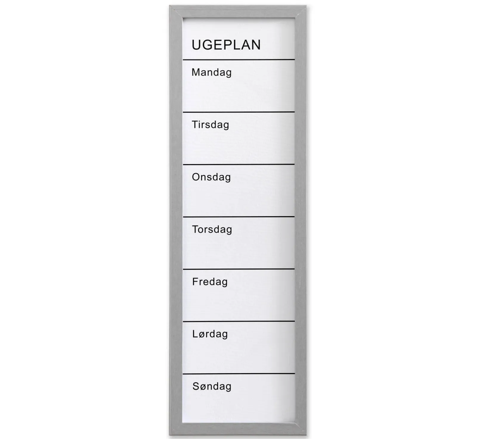 NAGA whiteboard ugetavle 20x60 cm hvid - dansk tekst