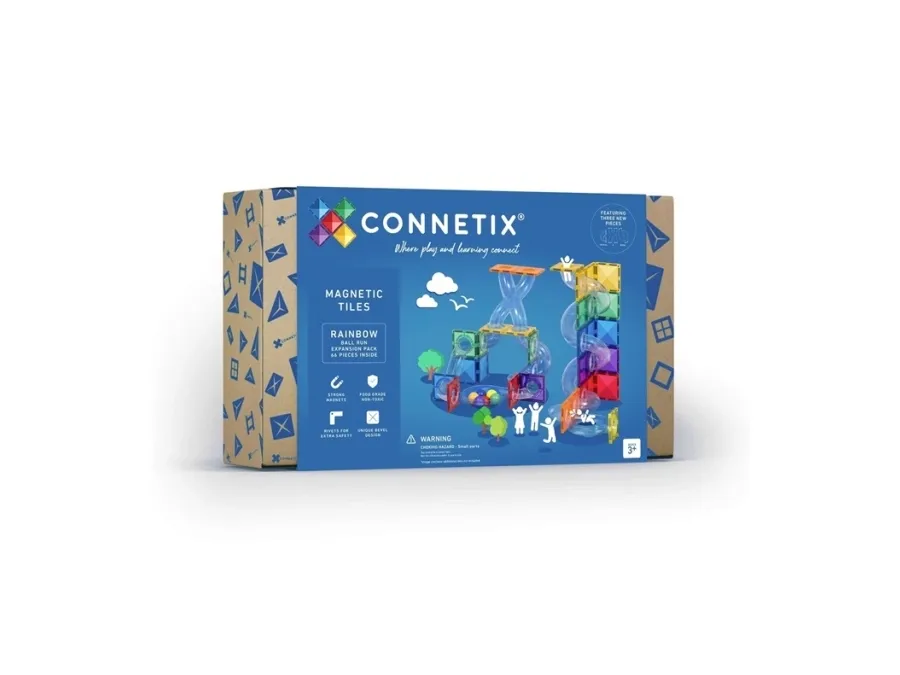 CONNETIX Rainbow Ball Run Expansion Pack 66 deler magnetisk kulebane 3+