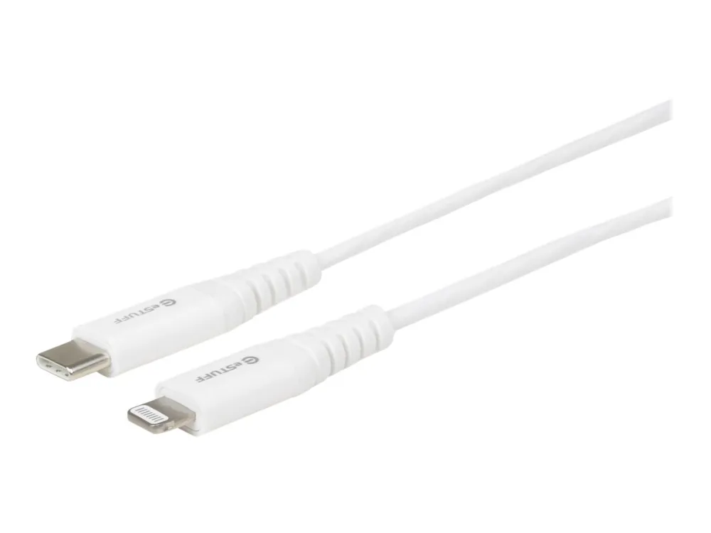 eSTUFF - Lightning-kabel - USB-C hann til Lightning hann - 50 cm - dobbeltisolert - hvit