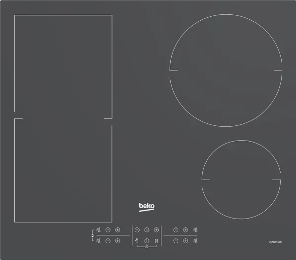 Beko HII64200FMTZG, Grå, Innebygget, 60 cm, Sonebasert induksjon, Glass, 4 zone(s)