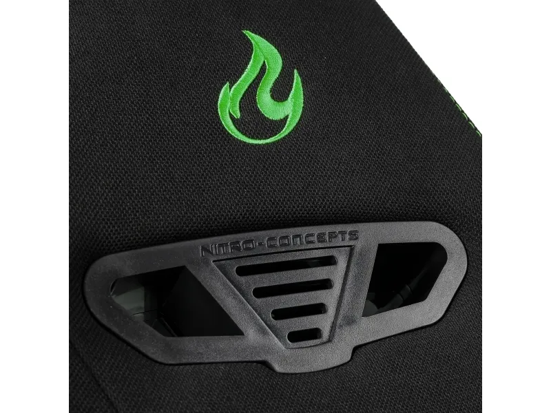 Nitro Concepts S300 - Stol - armlener - T-formet - svingbar - nylon, polyuretan, tekstil, stål, kaldskum - svart, atomgrønn