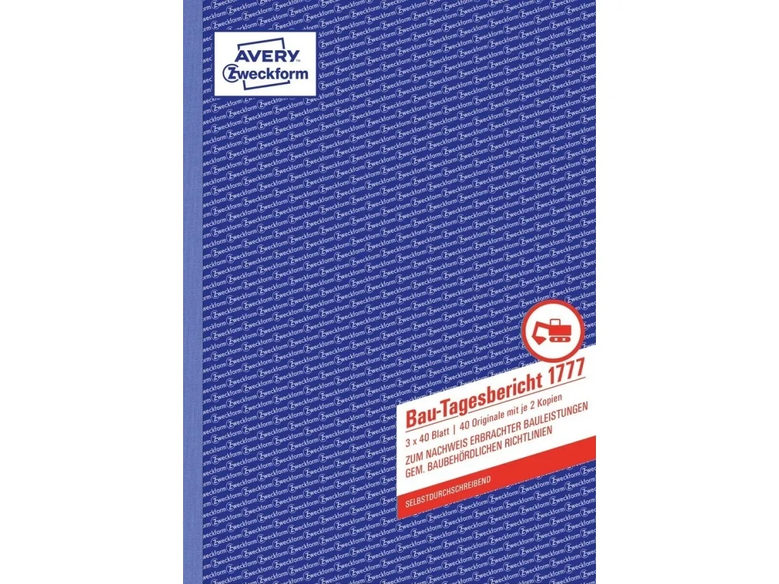 Avery Zweckform - Byggedagbok - 40 ark - A4 (210 x 297 mm) - triplikat - karbonfri