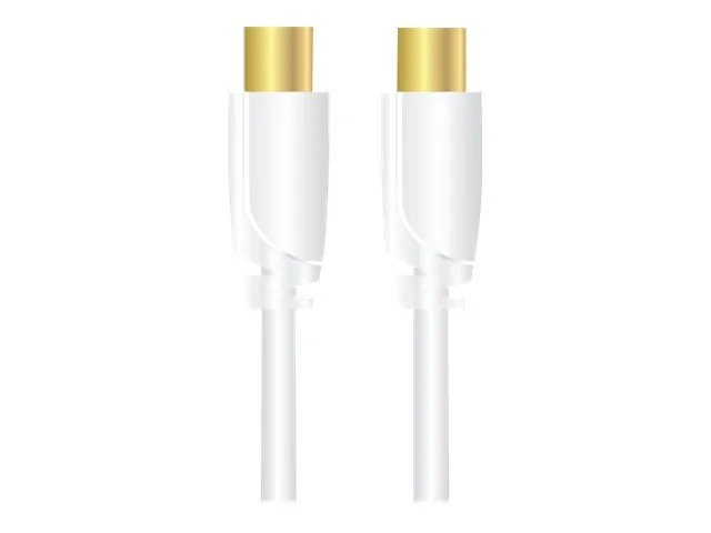Sinox Plus+ TV Antenna Cable - Antennekabel - IEC-kobling hunn til IEC-kobling hann - 10 m - skjermet - 70 dB - hvit