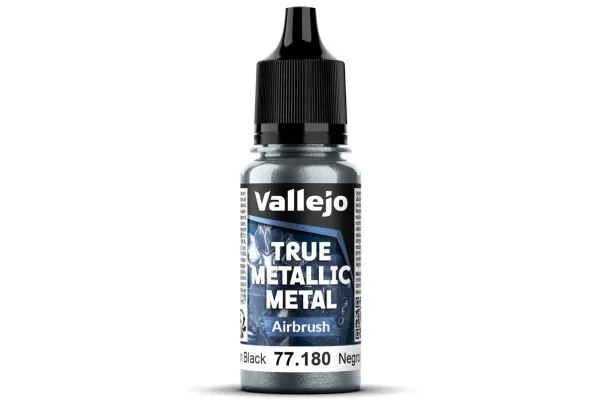 Vallejo 77.180 True Metallic Metal Airbrush Obsidian Black 18 ml