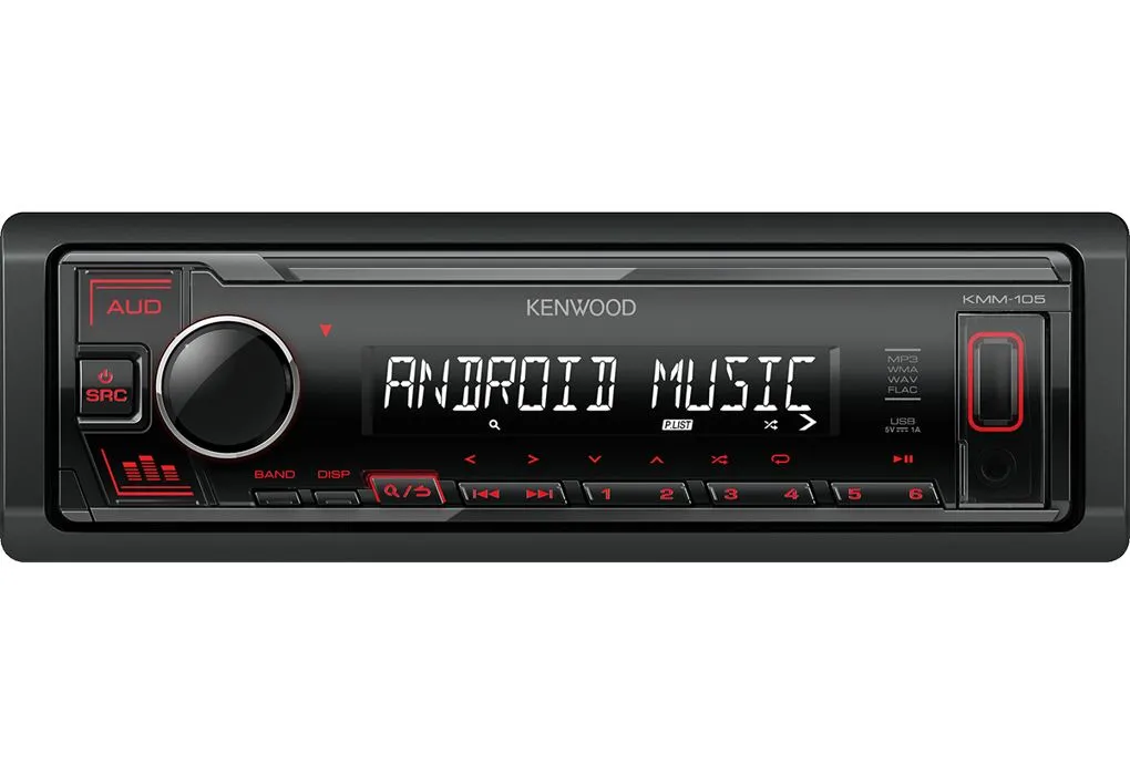 Kenwood KMM-105RY, Sort, 1 DIN, 50 W, 4.0 kanaler, 50 W, 30 - 15000 Hz
