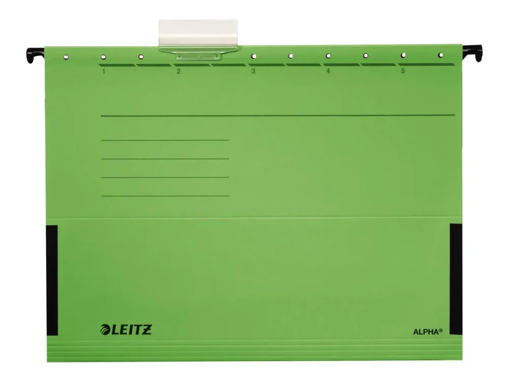 Leitz ALPHA - Hengefil - V-sokkel - for A4 (210 x 297 mm) - med fliker - grønn