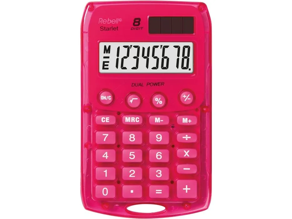 Rebell Starlet PK, Lomme, Grunnleggende, 8 sifre, 1 linjer, Batteri/Solcelle, Rosa