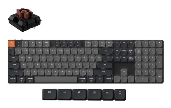 Keychron K5 QMK, Ledning & Trådløs, USB + Bluetooth, Mekanisk nøkkelbryter, QWERTY, LED, Svart