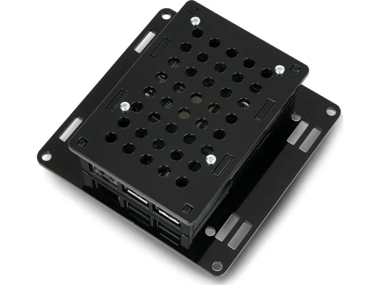 Gravlaser kabinett til Raspberry Pi 5 VESA v2 for montering på skjerm - svart (GRL-23992)