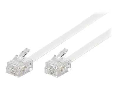 DELTACO DEL-160C - Telefonkabel - RJ-11 (hann) til RJ-11 (hann) - 2 m - hvit