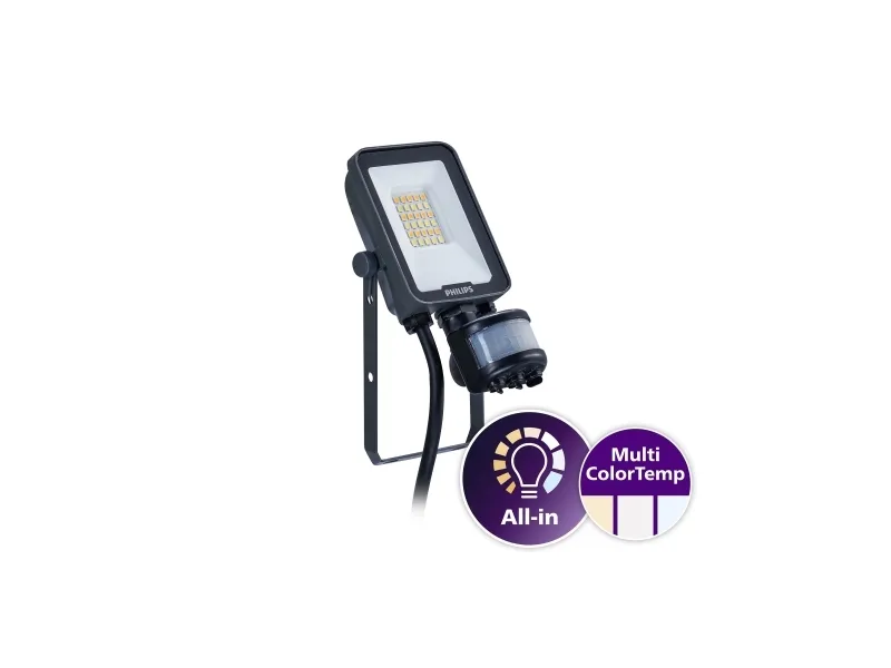 Philips Ledinaire Projektør Lille med sensor All-in BVP167 1200lm/830-840-865 10W IP65 Symmetrisk