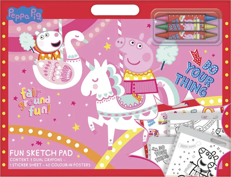 Peppa Pig Fun Artist-blokk med 3 kritt og klistremerkeark