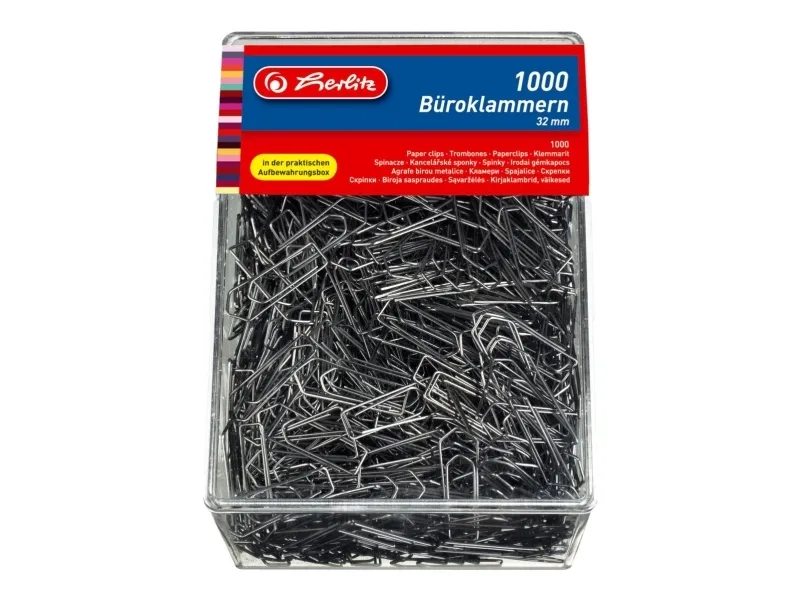 Herlitz 8859100, Galvanisert metall, Grå, 32 mm, 1000 stykker