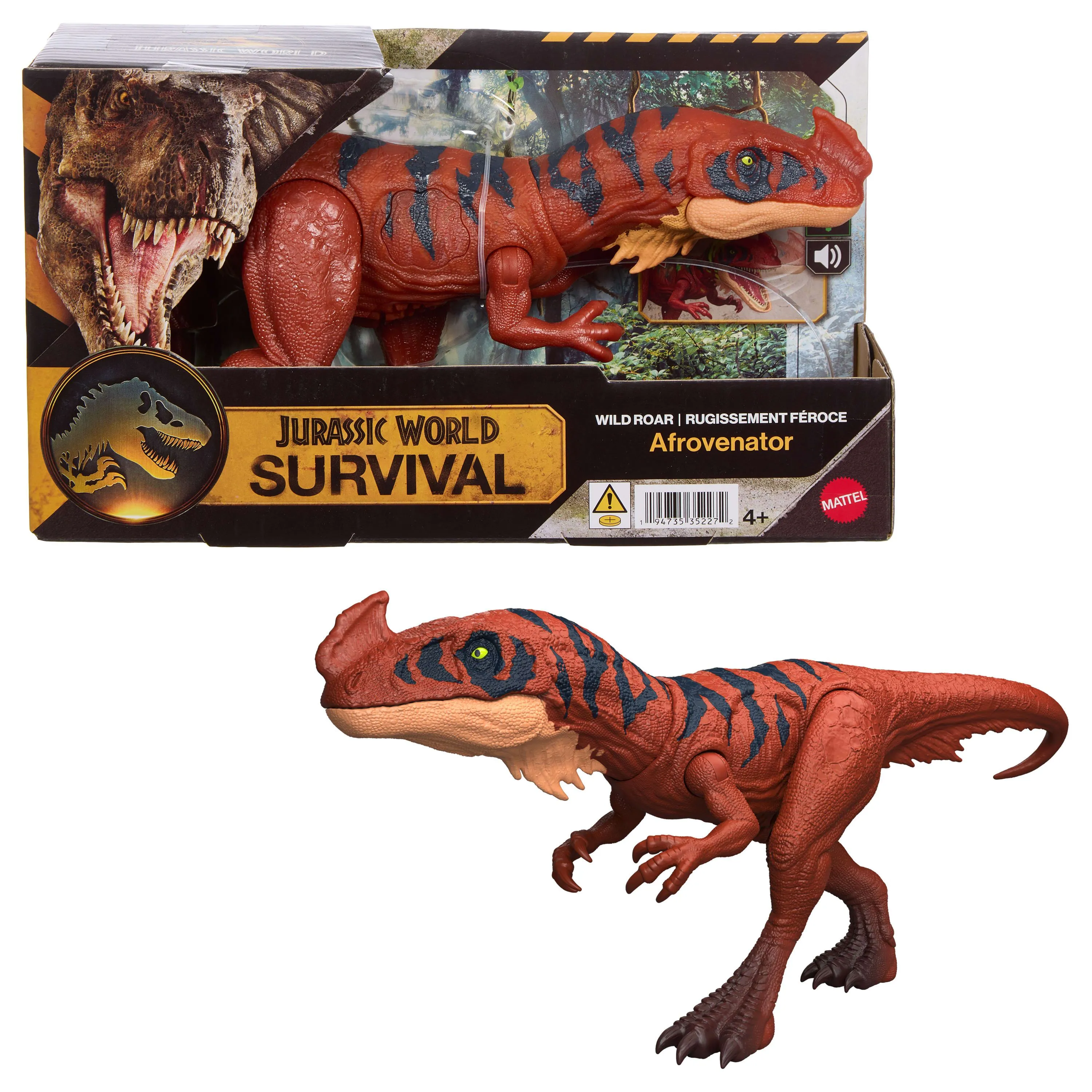 Jurassic World WILD ROAR Afrovenator, 4 år, Flerfarget, Plast