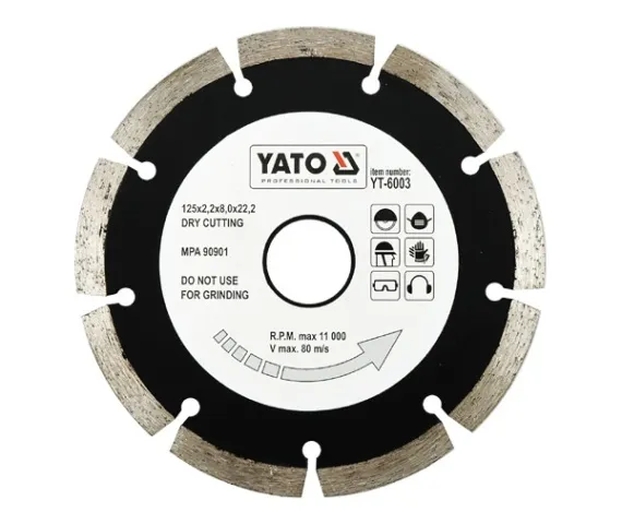 Yato YT-6003, Diamant-kappeskive med segmentert kant, Betong, Granitt, 12,5 cm, 191 g, Blister, 1 stykker