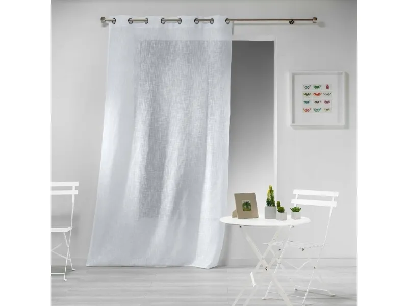 Douceur d'Interieur gardin til stue med linlook 140 x 240 cm HALTONA hvit