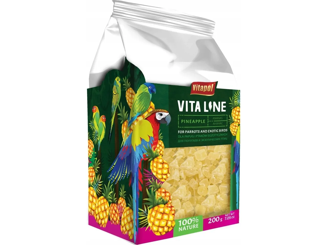 Vitapol Vitaline ananas til papegøyer og eksotiske fugler, 200 g, 4 stk/disp