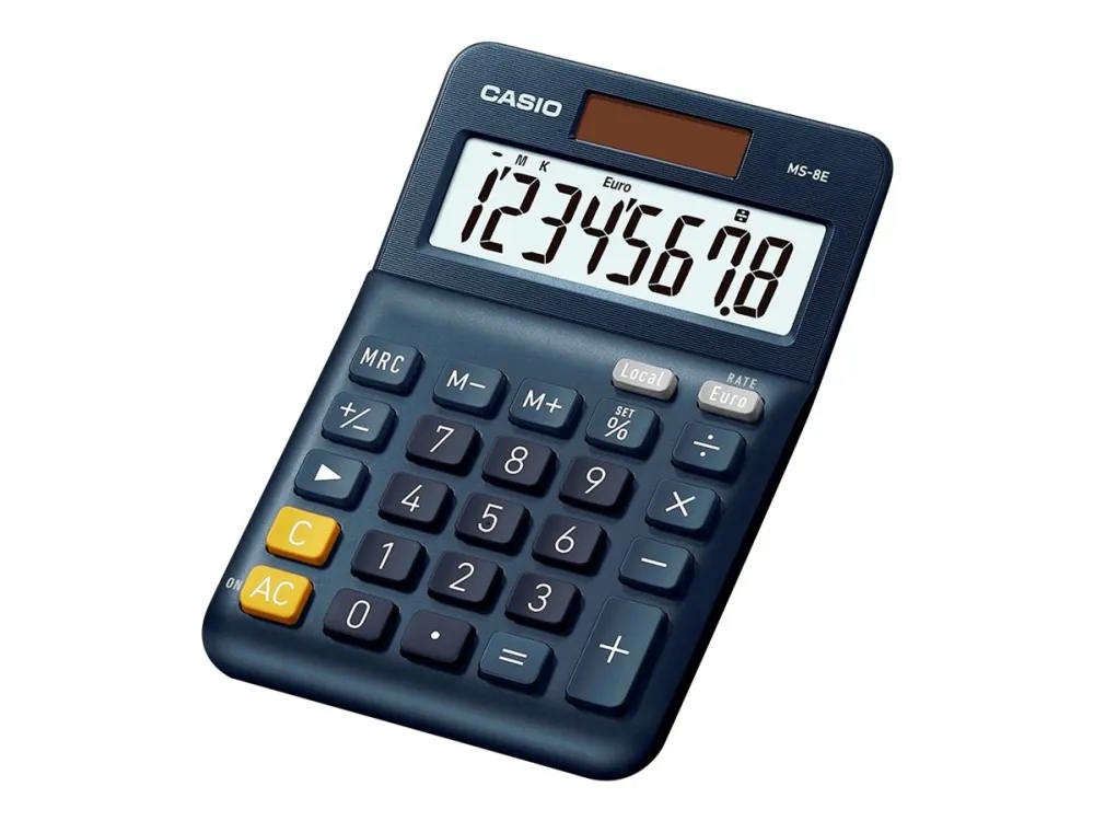 Casio MS-8E - Skrivebordskalkulator - 8 siffer - solcellepanel, batteri - svart