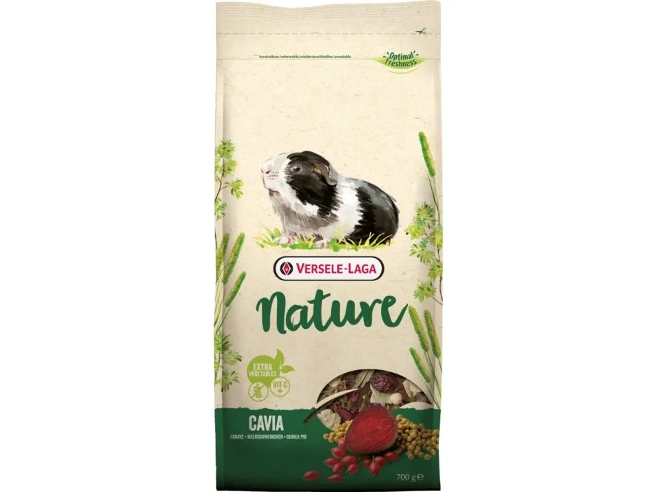 Versele-Laga Cavia Nature, Matbit, 700 g, Guinea gris, Vitamin A, Vitamin C, Vitamin D3, Vitamin E, Kopper, Jod, Strykejern, Mangan, Selen, Zink, 15%