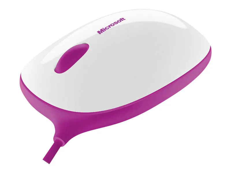 Microsoft Express Mouse - Mus - høyre- og venstrehåndet - optisk - 3 knapper - kablet - USB - hvit, rosa